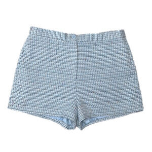 Miss Georgette Blue Tweed High Waist 2 Inch Shorts - Size 8/30